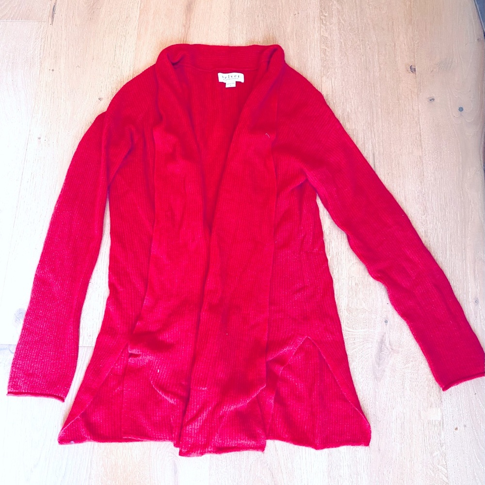 Deep pink / rose Velvet Cashmere cardigan sweater